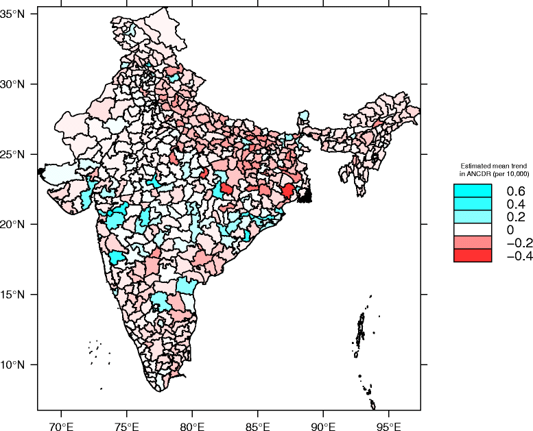 Spatial heterogeneity in leprosy trends.